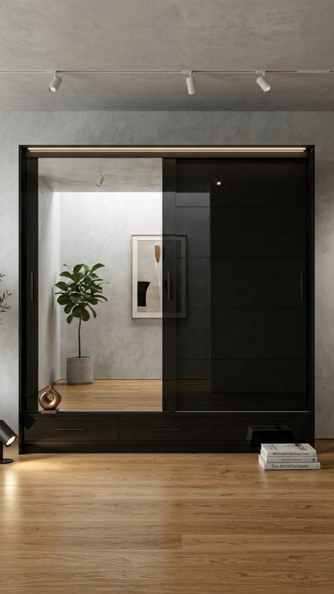 One-Side Mirror High Gloss Wardrobe