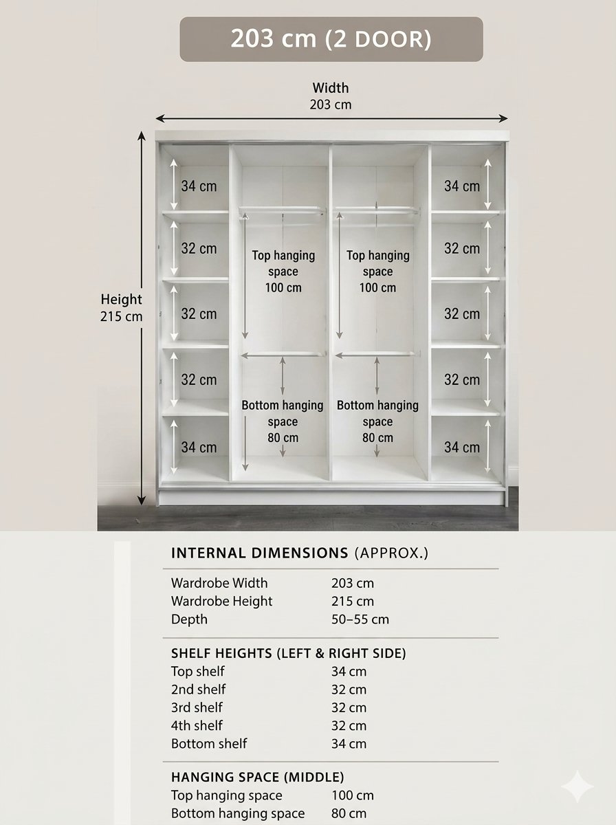 Internal Structure – 203cm (Custom Layout)